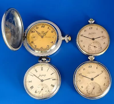 Vintage CASE Pocket Watch USSR MOLNIJA SOVIET Watch 4 Pcs • $13.98