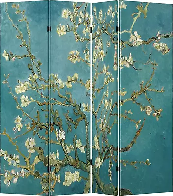 4 Panels Privacy Screen Room Divider Partition With Vincent Van Gogh Almond Blos • $227.06