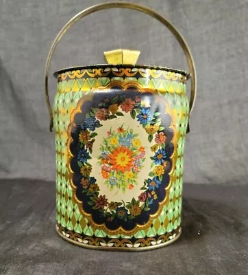 Vintage Murray Allen Regal Crown Metal Tin Canister Floral Made In England • $20