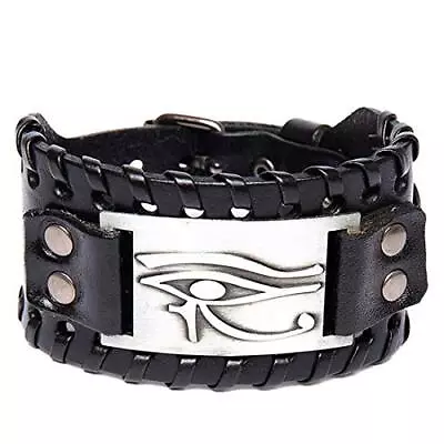 Viking Bracelet Punk Leather Cuff Bracelet Gothic Leather Wristband Black Eye • $20.21