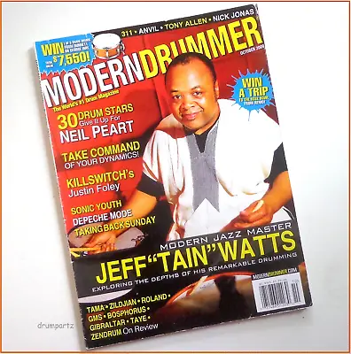MODERN DRUMMER - Oct 2009 - JEFF TAIN WATTS + NEIL PEART Of RUSH • $11.98