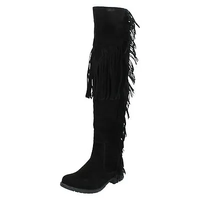 Ladies Spot On Knee High Fringe 'Boots' • $21.10