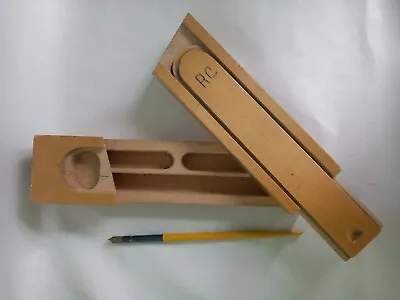 £10 • Buy Pencil Case Wooden Box  Sliding Lid With Ink Nibbed Pen As Photos - 1969  