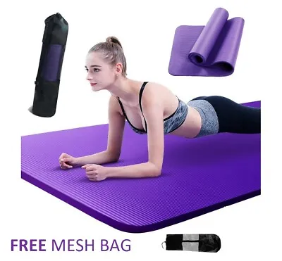 $24.95 • Buy NBR Yoga Mat 10 15 20 Thick  Pad Nonslip Exercise Fitness Pilate Gym Mesh Bag