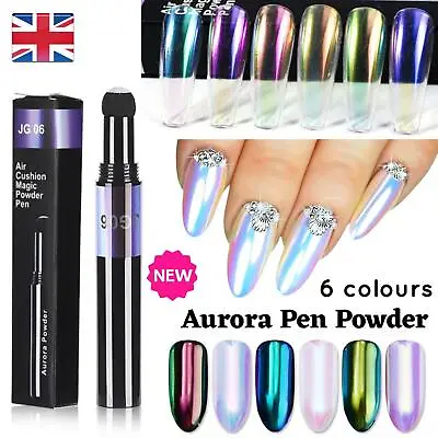 Pen Mirror Nail Chrome AURORA Powder Air Cushion Unicorn Solid Stick Dust White • £3.25