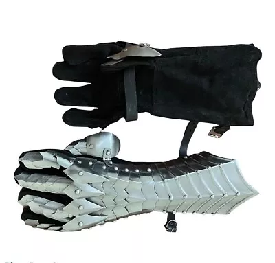 Steel Medieval Gauntlet Accents Knight Armor Gauntlet Gloves Larp Men Costume • $69.98