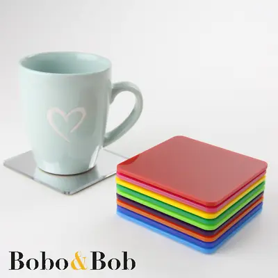 Square Drinks Coasters - Acrylic - Mix & Match Colours - Home Improvement • £2.15