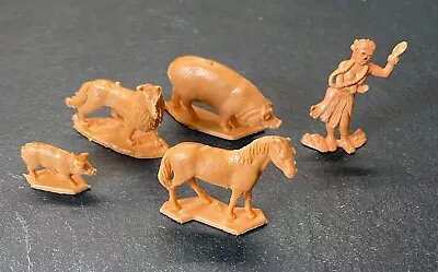 Lot Of 5 Vintage Plastic Miniature Farm Animals Hawaiian Woman Figurines Toy • $4