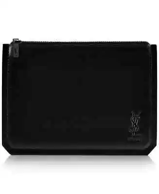 YSL YVES SAINT LAURENT Beaute Black Pouch Faux Leather Case Cosmetic Travel Bag • $34.18