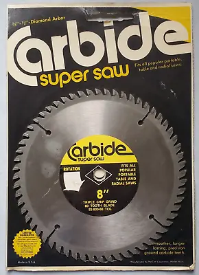 Carbide Super Saw 8in Circular Blade Table Saw & Radial 60 Tooth NorCon Corp NOS • $35
