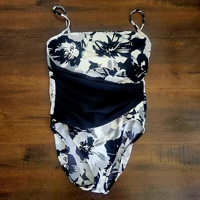 Magic Suit Floral Womens One-Piece Swimsuit Bathing Suit Black White Slimming 12 • $20