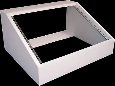 8u UNIT 19  INCH ANGLED DESK TOP RACK CABINET RECORDING STUDIO  IN WHITE PRIMER • £57.99