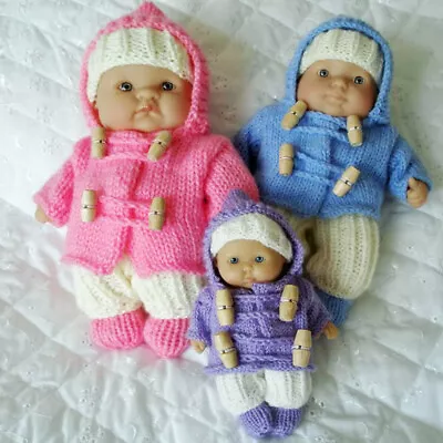 £3.99 • Buy  Dolls Knitting Pattern Berenguer 5-8  Hooded Duffel Coat Hat Leggings Boots