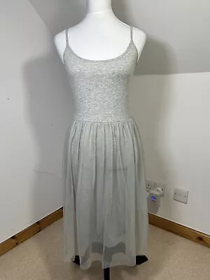 £15.50 • Buy TopShop Grey Skater Dress Cami Top Chiffon Overlay Size 10 Strappy Sleeve Tutu