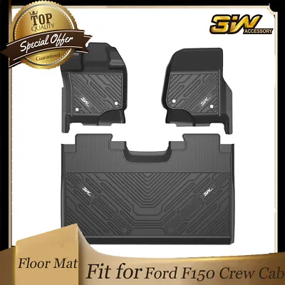$139.88 • Buy 3W Custom Fit Floor Mats For Ford F150 Crew Cab 2015-2022 All Weather TPE-Black