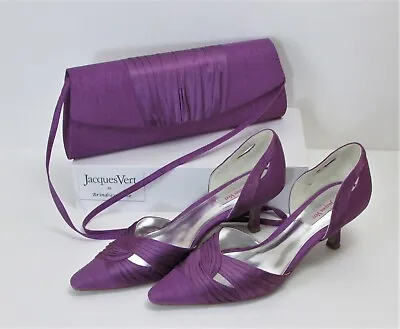 £59 • Buy New Jacques Vert Iris Range Shantung/Sateen Purple Shoes & Matching Bag UK 4