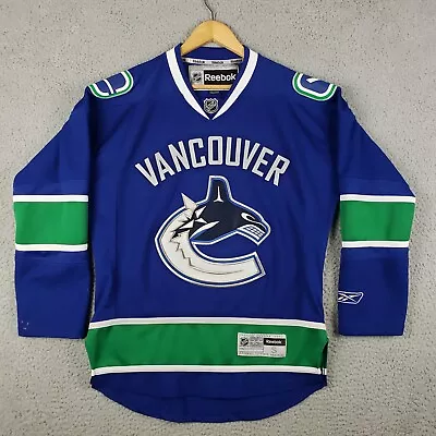 Vancouver Canucks NHL Home Blue Green Orca Jersey Reebok Men's Small • $59.99