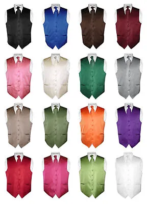 Men's Dress Vest & NeckTie Color Vertical Striped Design Neck Tie Set For Suit • $27.95