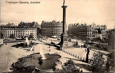 VINTAGE POSTCARD C. 1910 VIEW TRAFALGAR SQUARE LONDON ENGLAND HORSE-DRAWN CARTS • $17.99