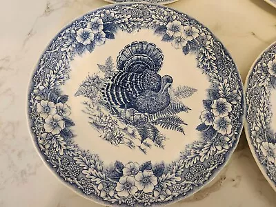 Thanksgiving Blue Dinner Plate Queens Myott Factory Archive Ceramic 10” Diameter • $32.99