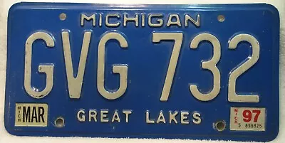 1997 Michigan License Plate GVG -732 Great Lakes Free Shipping • $13
