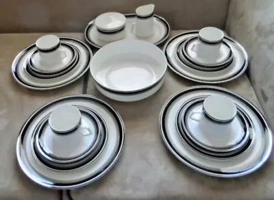 Mikasa Dinner Set For 4 Person Bone China  W Platinum Trim  A 4102 NOIR Japan • $599.99