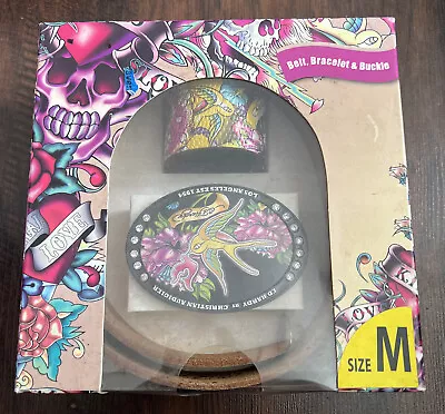 New Ed Hardy Christian Audigier Gift Pack: Belt Bracelet Buckle Bird Skulls • $74.99