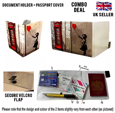 £4.99 • Buy Balloon Girl A5 Document Holder + Passport Cover Travel Set Luggage Holiday