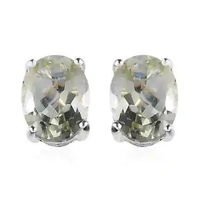Women 925 Sterling Silver Gorgeous Earrings Prasiolite Stud Solitaire Ct 2.2 • $16.64