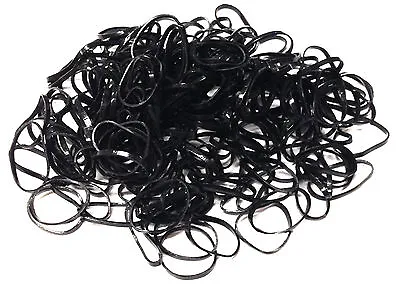 250 Mini Black Hair Elastics Rubber Bands Braids Braiding Plaits Small Bands • £1.48