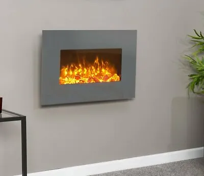 £159.91 • Buy Electric Fire Grey Wall Mounted Led Remote Control Heater Flame Flicker Logs 