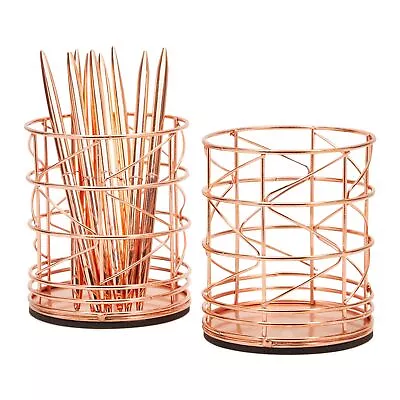 Juvale 2-Pack Rose Gold Pen Holder For Desk - Organizer Cup For Pencil • $13.49