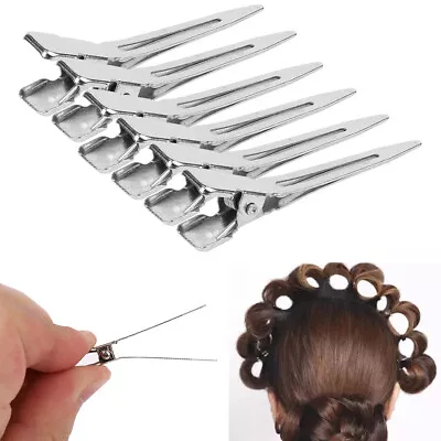 24x No Crease Metal Pin Curl Clips Hair Salon Ladies Silver Single Prong Clip • £3.96