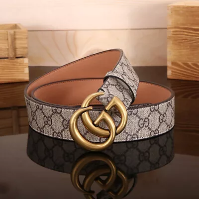 New Men's Letter Smooth Buckle Fashionable Business Cloth Pattern Cowhide Belt • $29.98