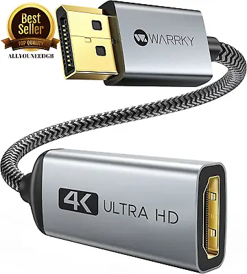 WARRKY 4K Displayport To HDMI Adapter Display Port To HDMI DP To DH01 4k Adapto • £7.19