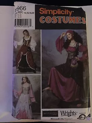 $10 • Buy Simplicity 9966 Gypsy, Outlander, Princess Renaissance Costume Misses Pattern