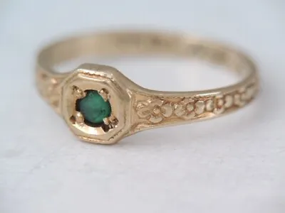 Antique Art Deco Church & Co Solid 10k Gold Green Stone Child/ Baby Ring • $110