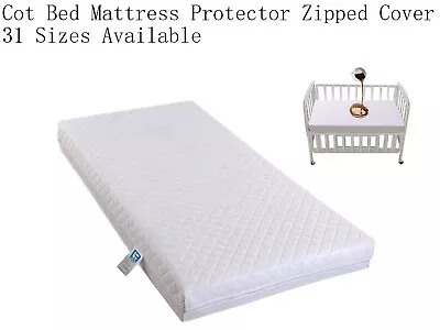 Waterproof Baby  Mattress Protector Toddler Cot Bed  Quilted Zipped Cover Only • £8.45