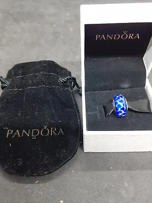 Pandora  S925ALE Murano Glass Charm Blue Lotus Pouch Brand New In Box • £19.45