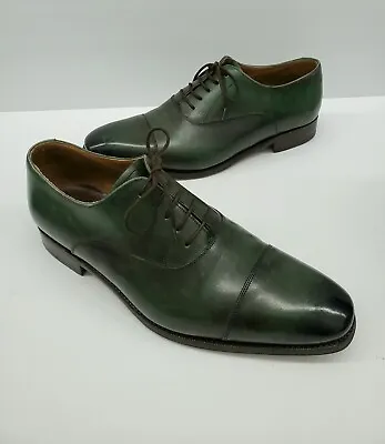 $295 Meermin Malorca Emerald Green Luxury Leather Cap Oxfords Shoes Mens Sz 8.5 • $119.99