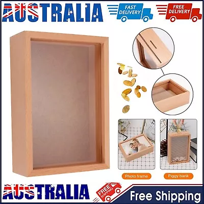 5 Inch Photo Frame Wooden Piggy Bank Coin Saving Money Box For Kids Adults Gifts • $15.98