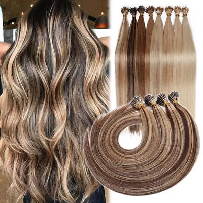 200S Thick Nano Ring Tip Remy Human Hair Extensions Micro Loop Beads I Tip BROWN • $27.84