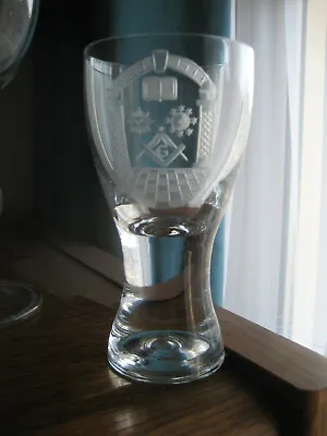 £25 • Buy Masonic Wine Glass Beautifully  Wheel Engraved With Arch & Various Symbols