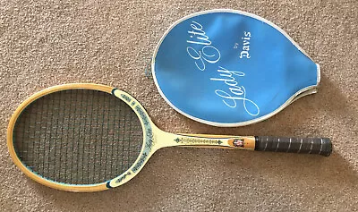 Vintage Lady Elite By Davis Wooden Tennis Racket Custom Made In U.S.A. • $59