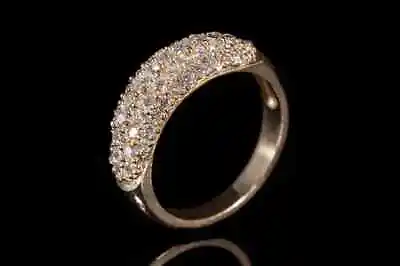 14 K Yellow Gold Micro Pave Setting Diamond Ring Micro Pave Right Hand Ring • $850