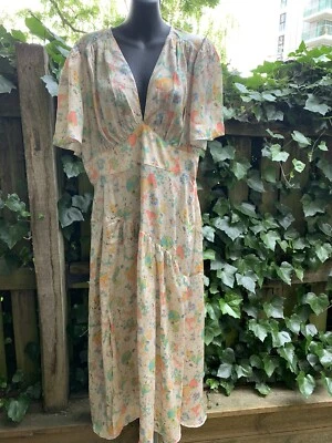 £7 • Buy TOPSHOP /Vintage Style Cream Multi Colour Long Dress Size 14