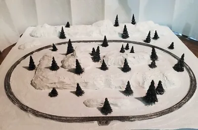 Z Scale Handmade Custom Winter Themed Layout On 24 X24  Board With Oval Track • $310