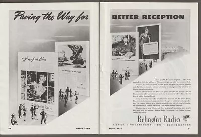 1944 BELMONT RADIO WWII Mag AD~ECHOPHONE/Hogarth/Pacific/Army~McELROY WHEATSTONE • $19.96