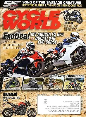 Cycle World Magazine December 2012 MV Agusta F3 675 Vs Ducati 848 Evo Corse • $9.99