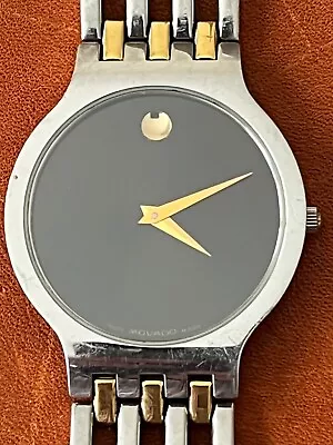 Movado Museum Watch Mans Size 2-tone Steel And Gold Plated Running!! • $48